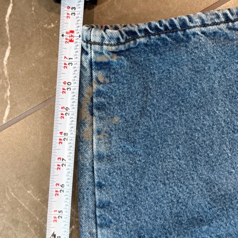 L.L.Bean Vintage Flannel Lined Jeans Blue‎ Plaid Straight Leg Denim 36 x 32